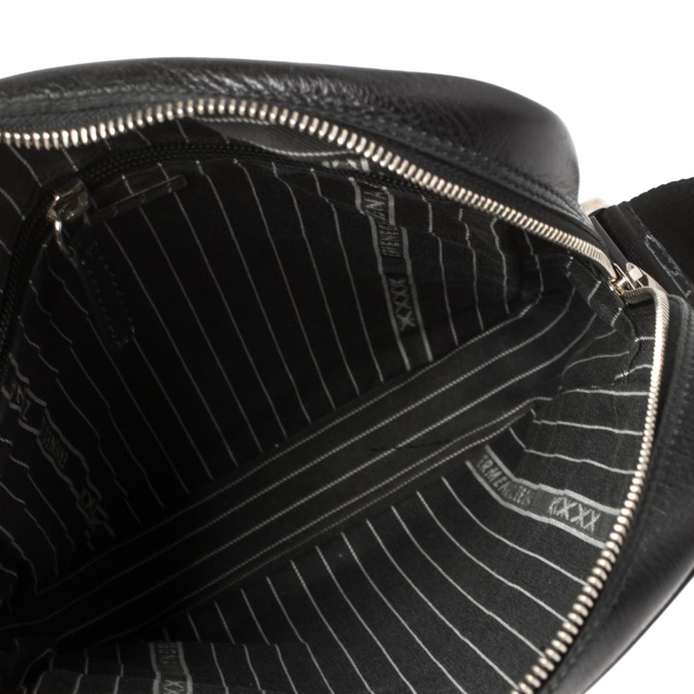 Ermenegildo Zegna Black Leather Front Zip Pocket Messenger Bag 4