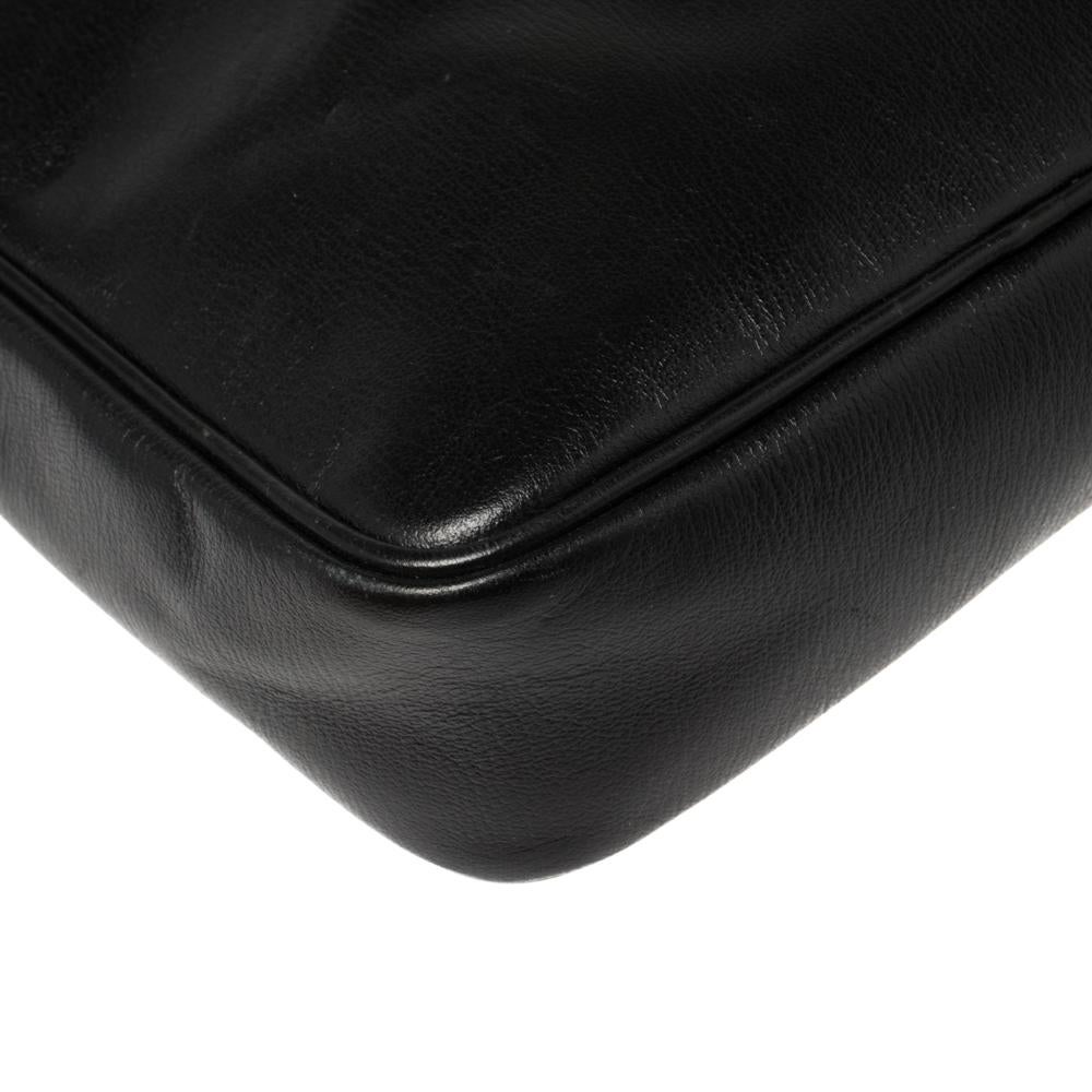 Ermenegildo Zegna Black Leather Front Zip Pocket Messenger Bag 2