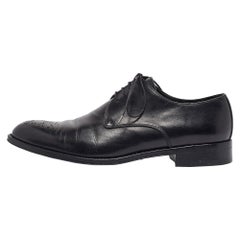 Ermenegildo Zegna Black Leather Lace Up Derby Size 42.5