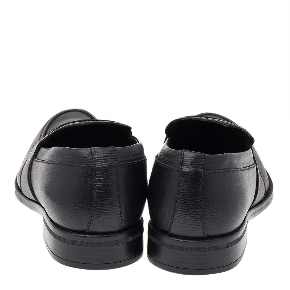 Ermenegildo Zegna Black Leather Slip on Loafers Size 41 1