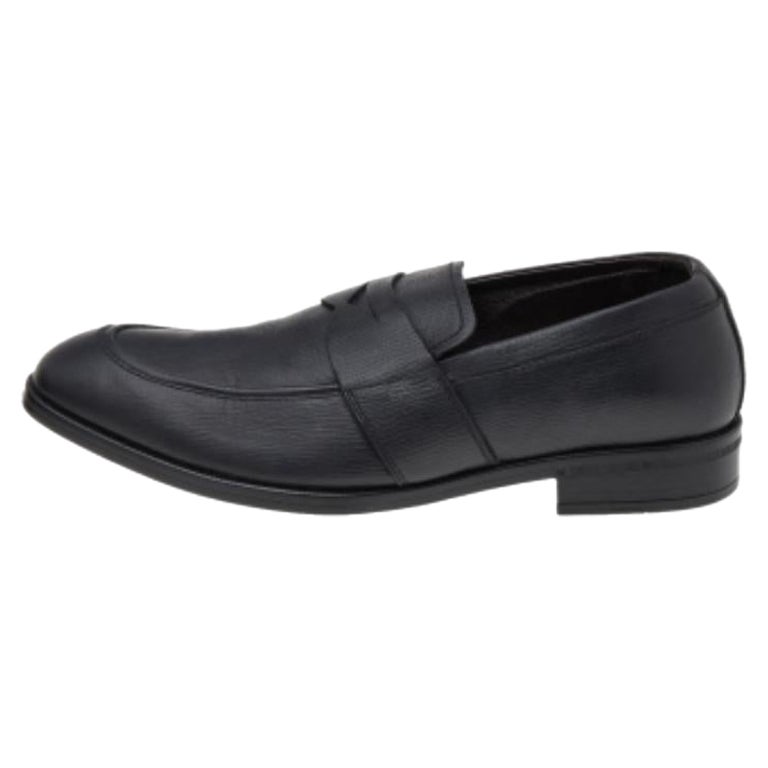 Ermenegildo Zegna Black Leather Slip on Loafers Size 41