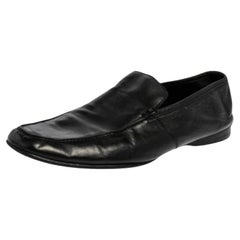 Ermenegildo Zegna Black Leather Slip On  Loafers Size 43.5