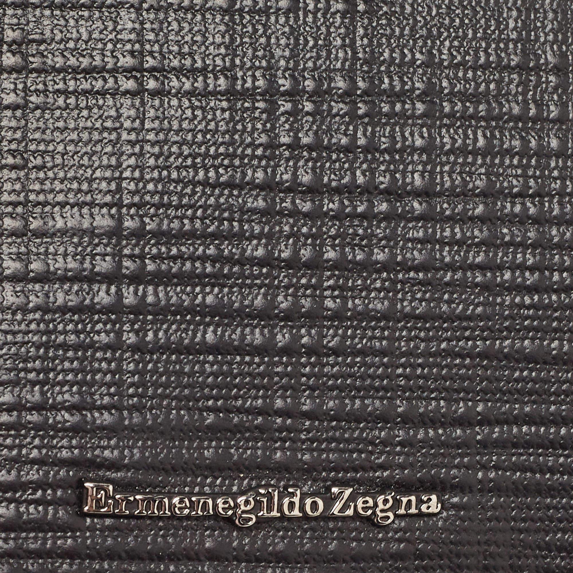 Ermenegildo Zegna Black Leather Zip Card Case 6