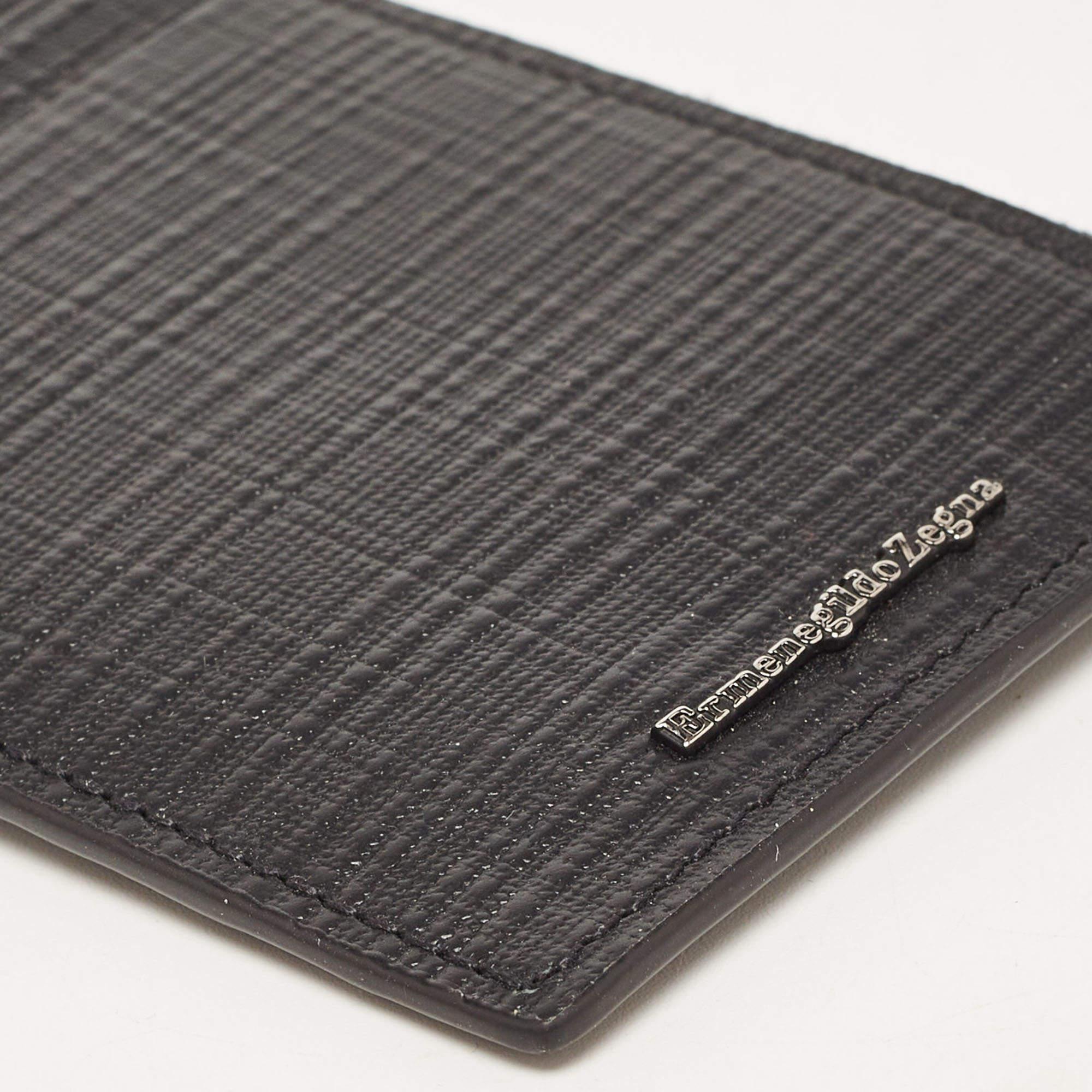 Ermenegildo Zegna Black Leather Zip Card Case 1