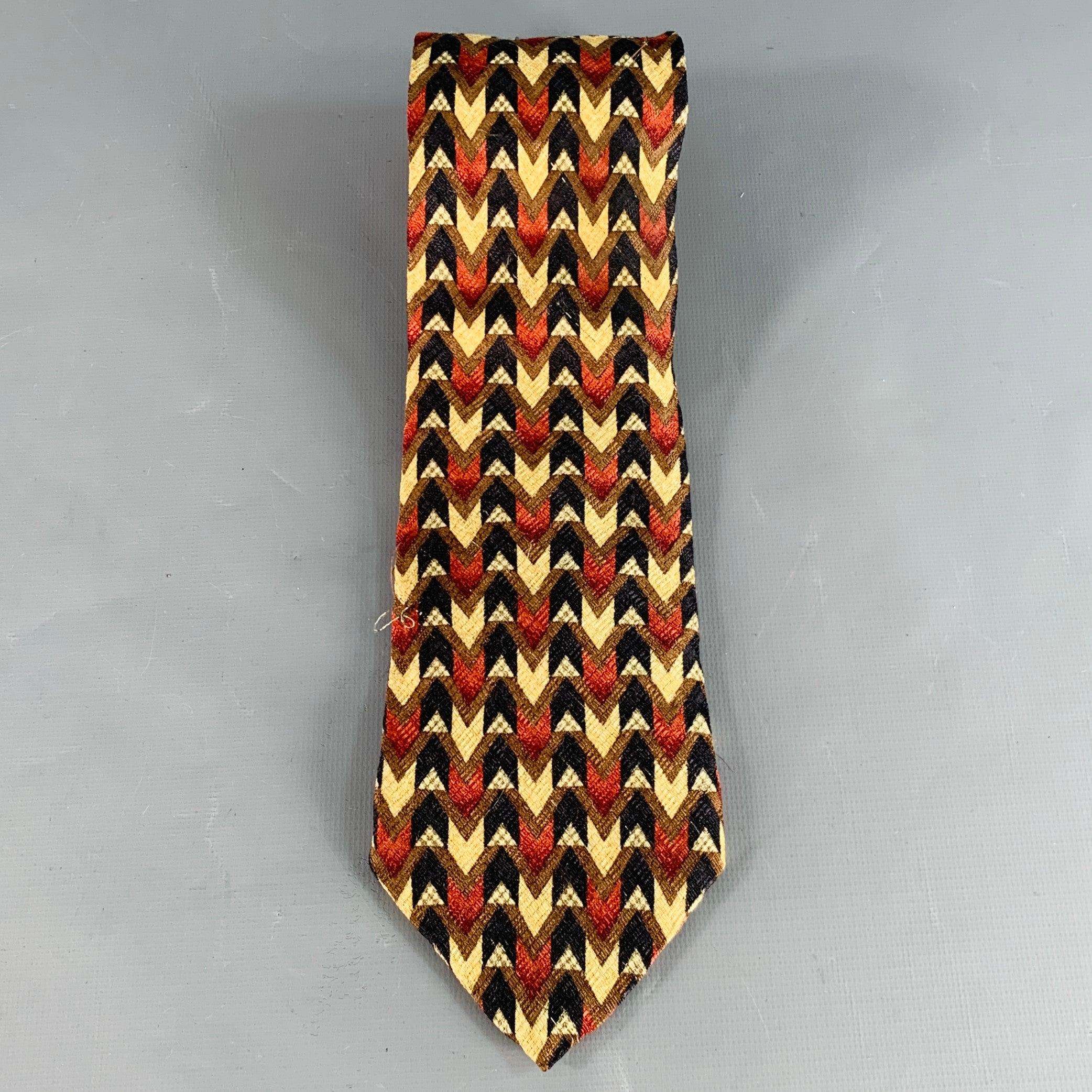 Marrone Ermenegildo Zegna Cravatta in seta astratta multicolore nera in vendita