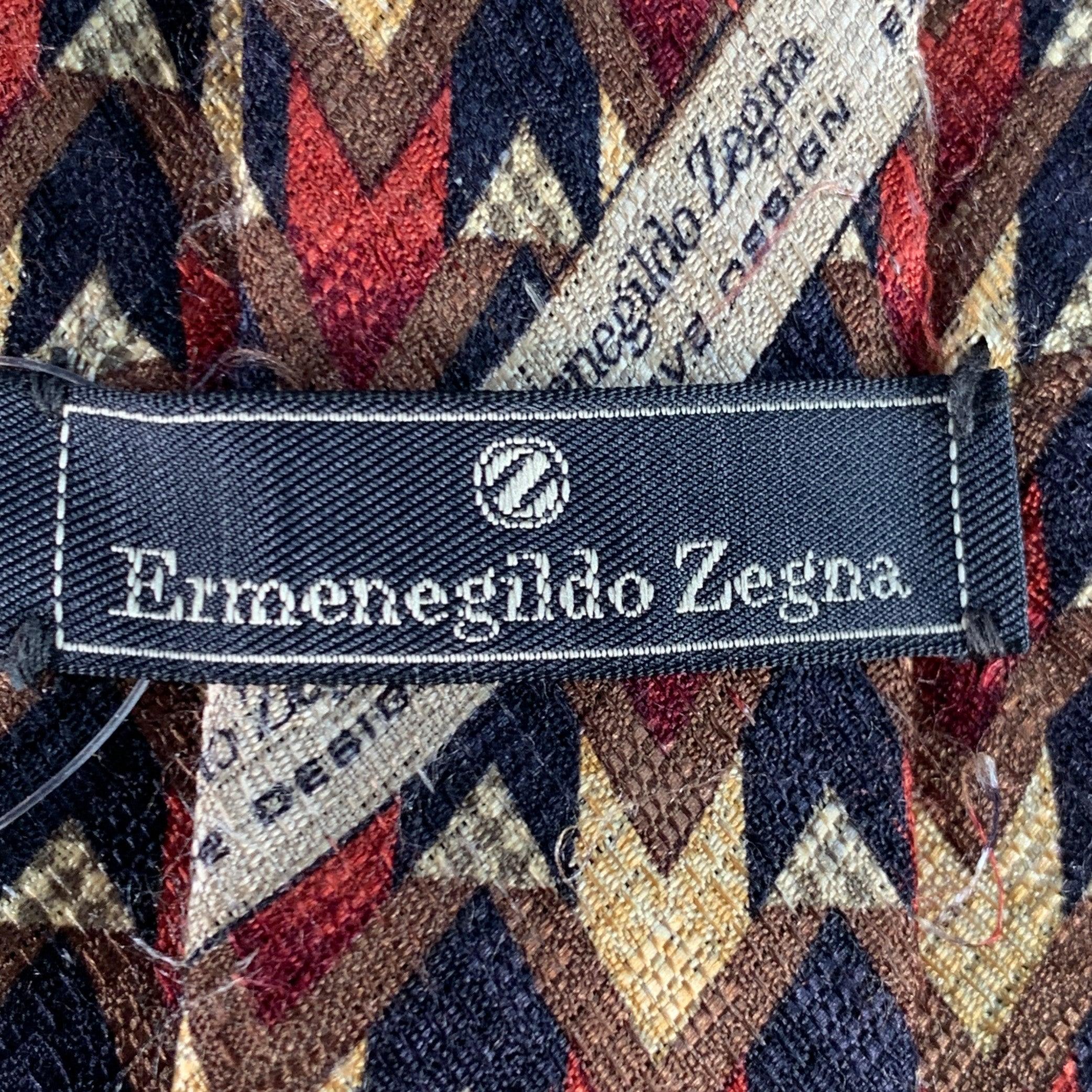 Ermenegildo Zegna Cravatta in seta astratta multicolore nera In condizioni buone in vendita a San Francisco, CA