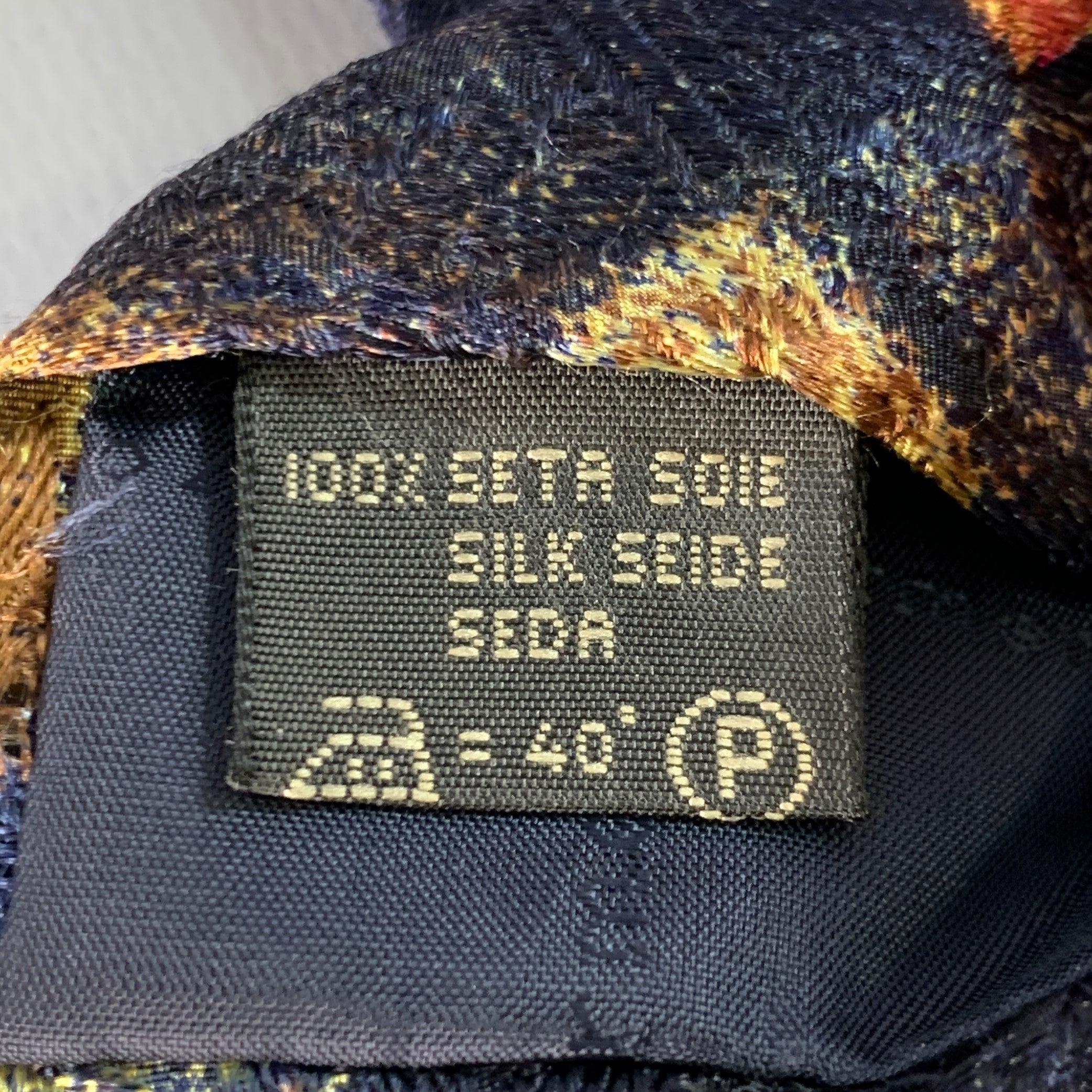 Ermenegildo Zegna - Cravatta in seta nera con foglie multicolore In condizioni ottime in vendita a San Francisco, CA