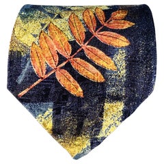 ERMENEGILDO Zegna Cravate en soie noire à feuilles multicolores
