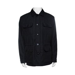 Ermenegildo Zegna Black Patch Pocket Detail Button Front Jacket XL