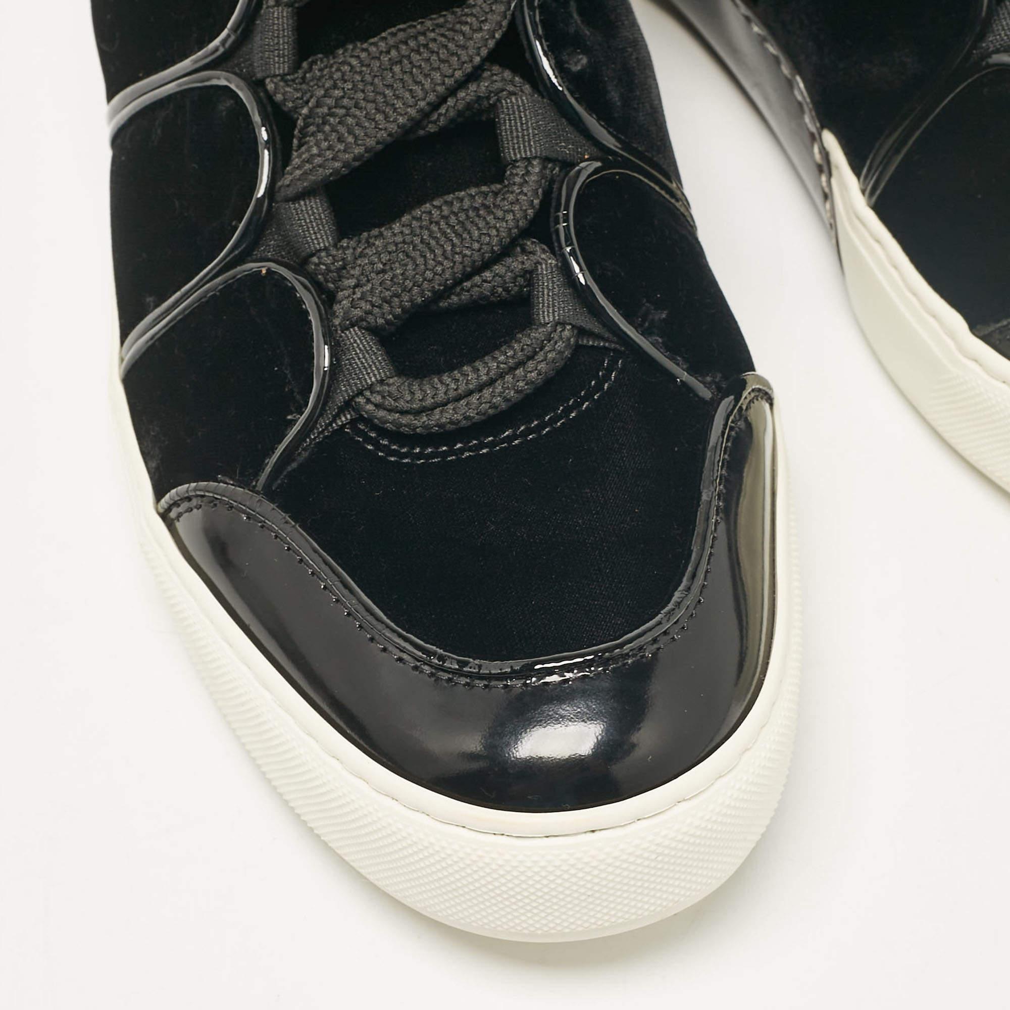 Ermenegildo Zegna, scarpe da ginnastica in vernice nera e velluto Up & Up Taglia 39,5 in vendita 2