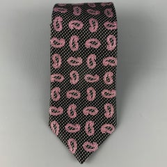 ERMENEGILDO ZEGNA Black Purple Paisley Silk Tie