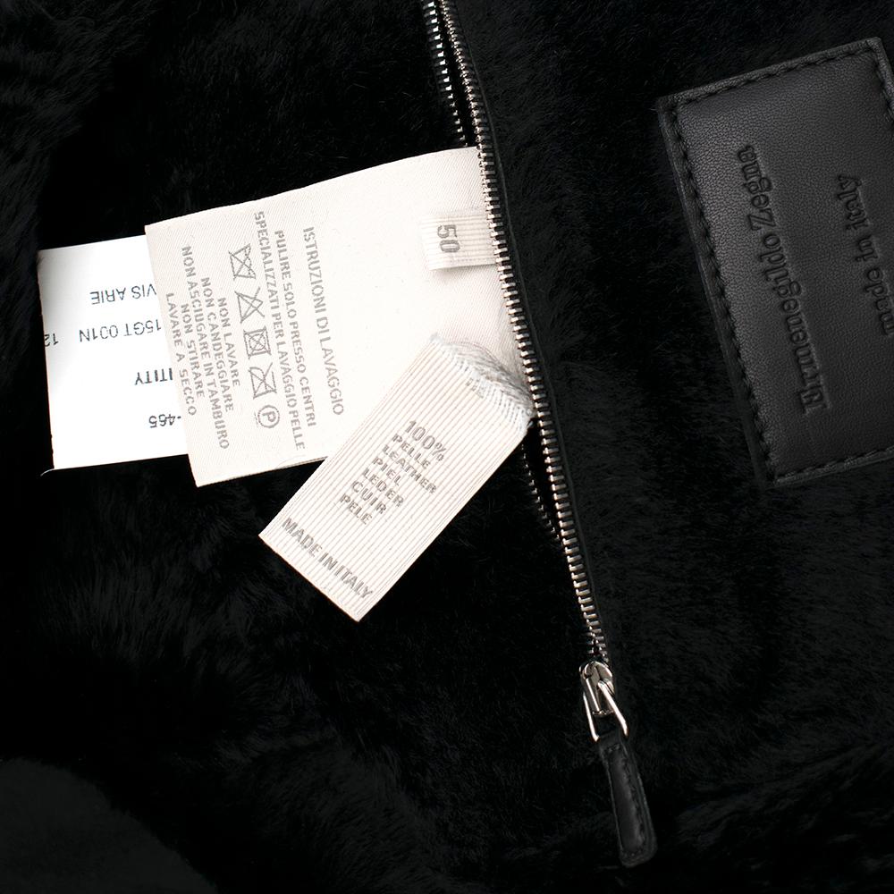 Ermenegildo Zegna Black Shearling Jacket Size 50 3