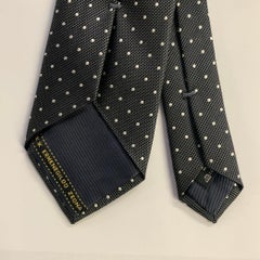 ERMENEGILDO ZEGNA Black Silver Dots Silk Tie