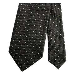ERMENEGILDO ZEGNA Black Silver Dots Silk Tie
