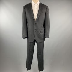 ERMENEGILDO ZEGNA Black Stripe Wool Notch Lapel 34 x 30 Suit
