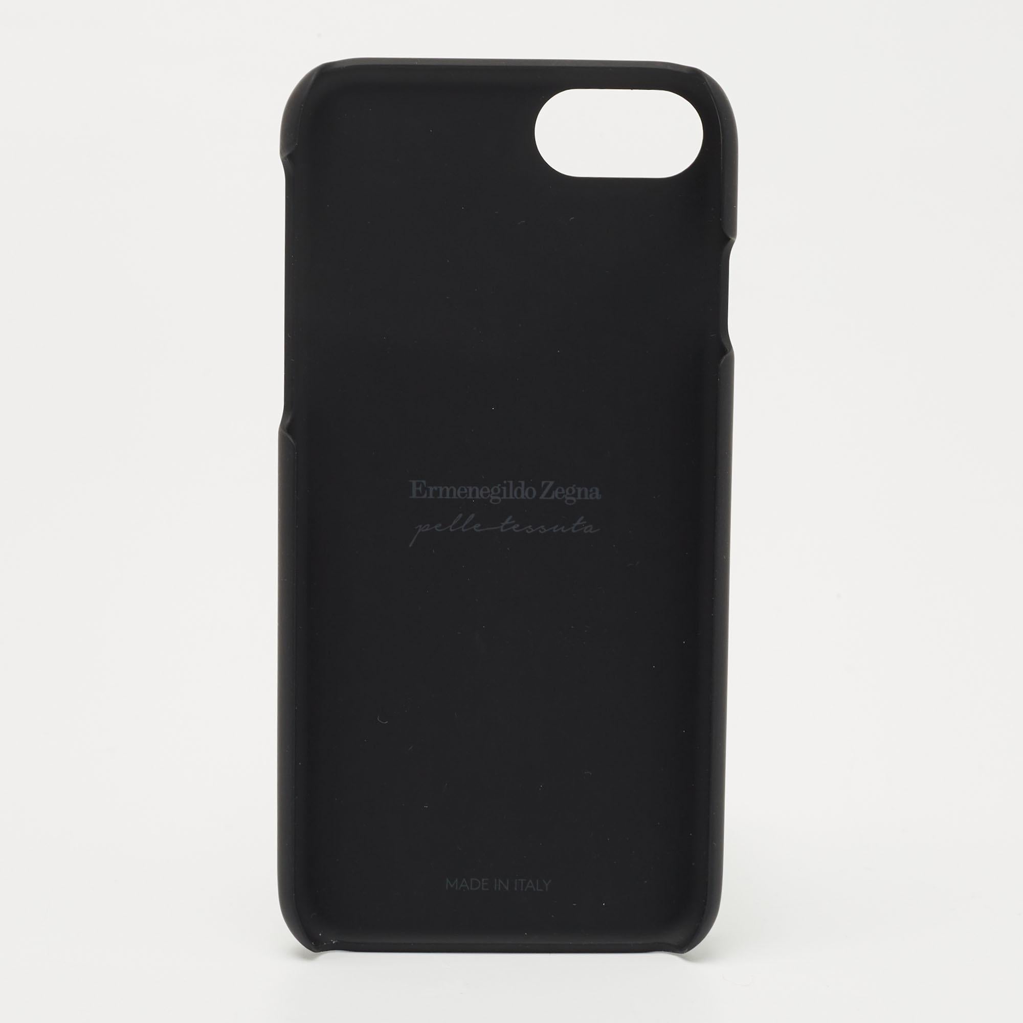 Nero Cover per iPhone 6 di Ermenegildo Zegna in pelle nera intrecciata in vendita