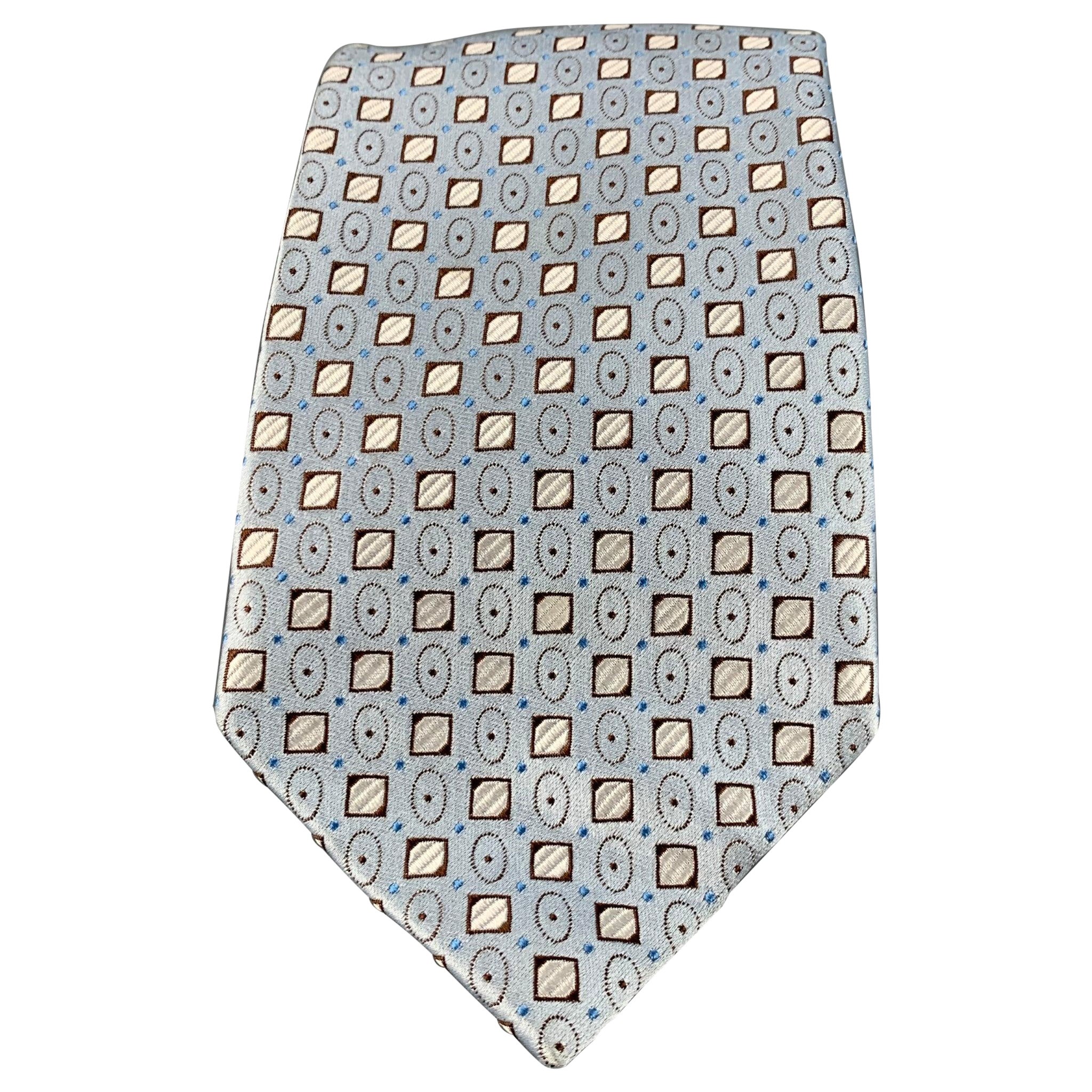 ERMENEGILDO ZEGNA Corbata de seda de lunares azul marrón