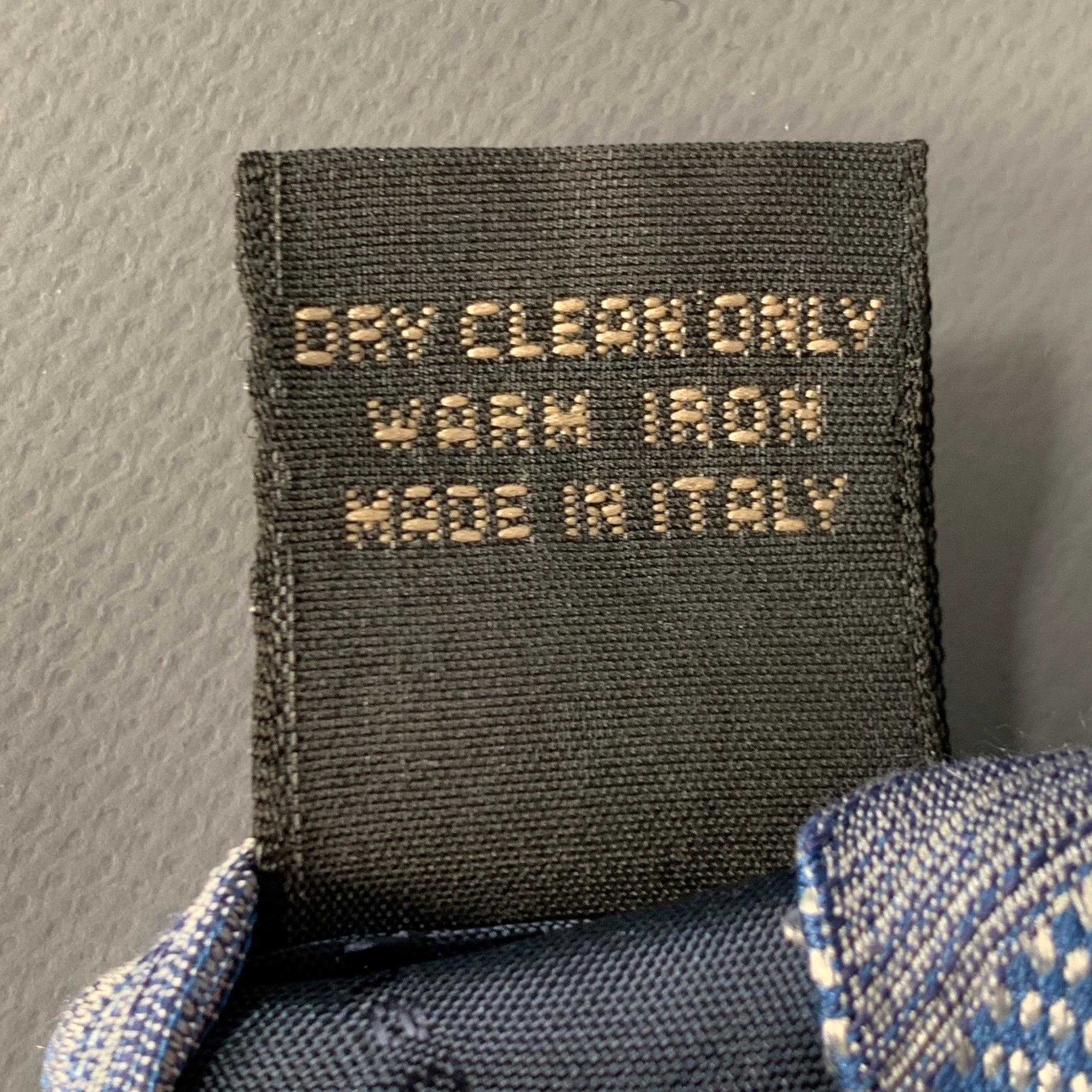 ERMENEGILDO ZEGNA Blue Checkered Silk Linen Jacquard Tie For Sale 1