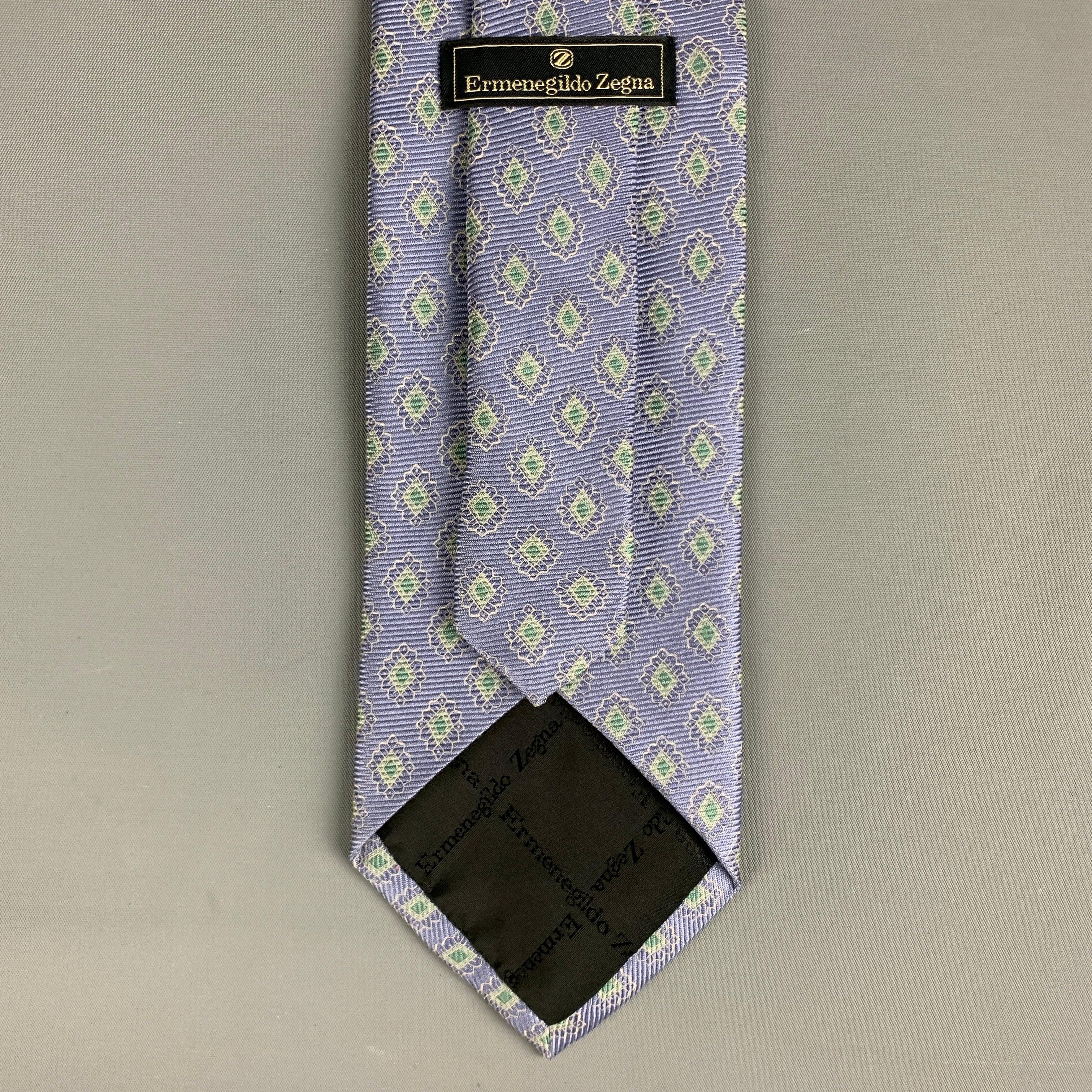 Men's ERMENEGILDO ZEGNA Blue Green Rhombus Silk Tie For Sale