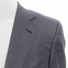 ERMENEGILDO ZEGNA blue grey silk wool dual button classic blazer jacket 50R L