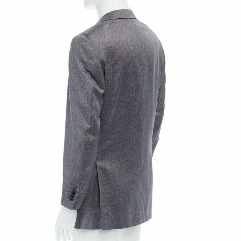 ERMENEGILDO ZEGNA blue grey silk wool dual button classic blazer jacket 50R L For Sale 1