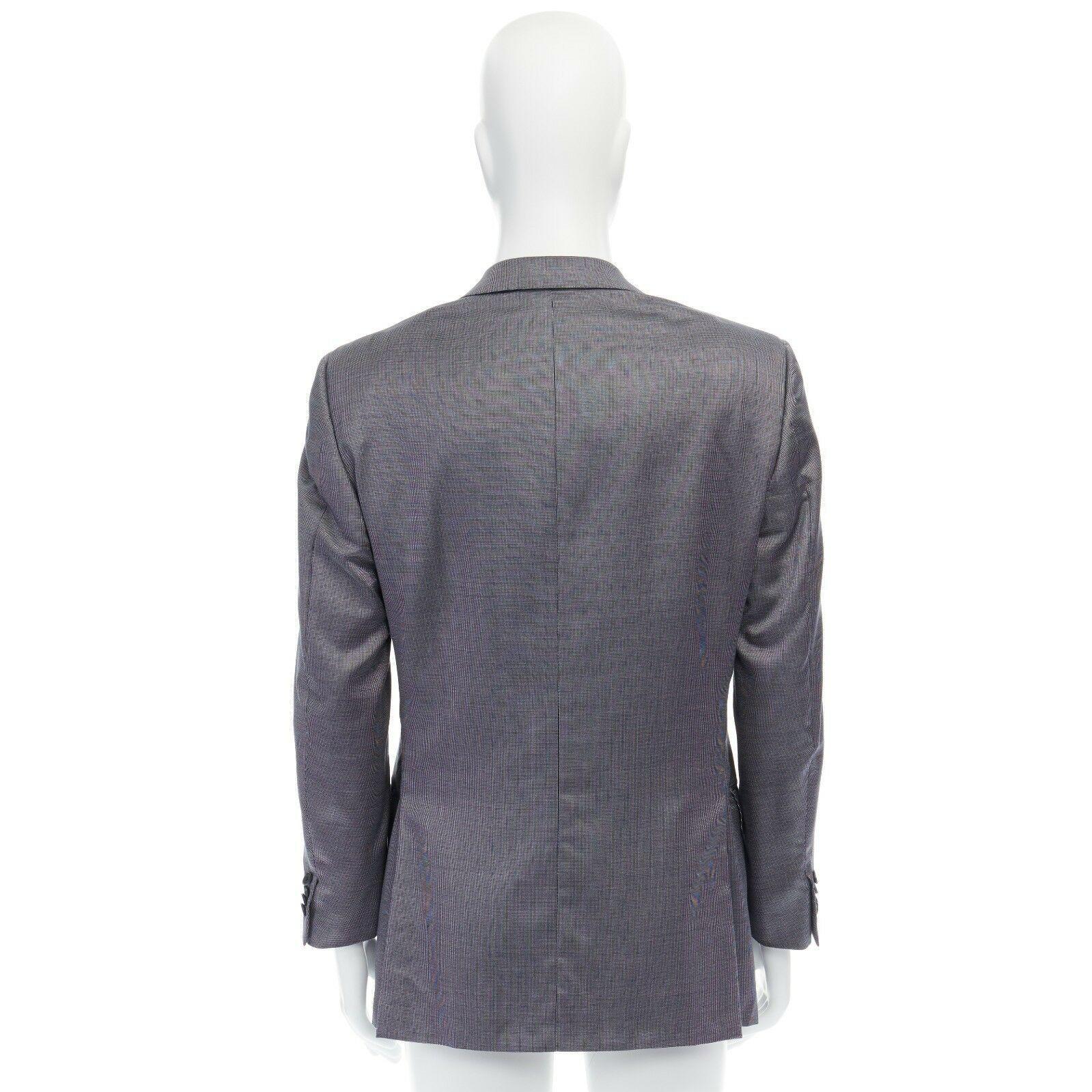 Gray ERMENEGILDO ZEGNA blue grey silk wool dual button classic blazer jacket 50R L