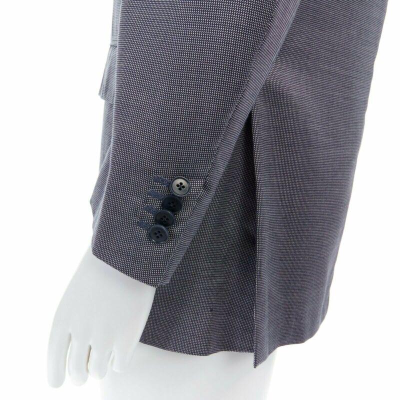 ERMENEGILDO ZEGNA blue grey silk wool dual button classic blazer jacket 50R L For Sale 2