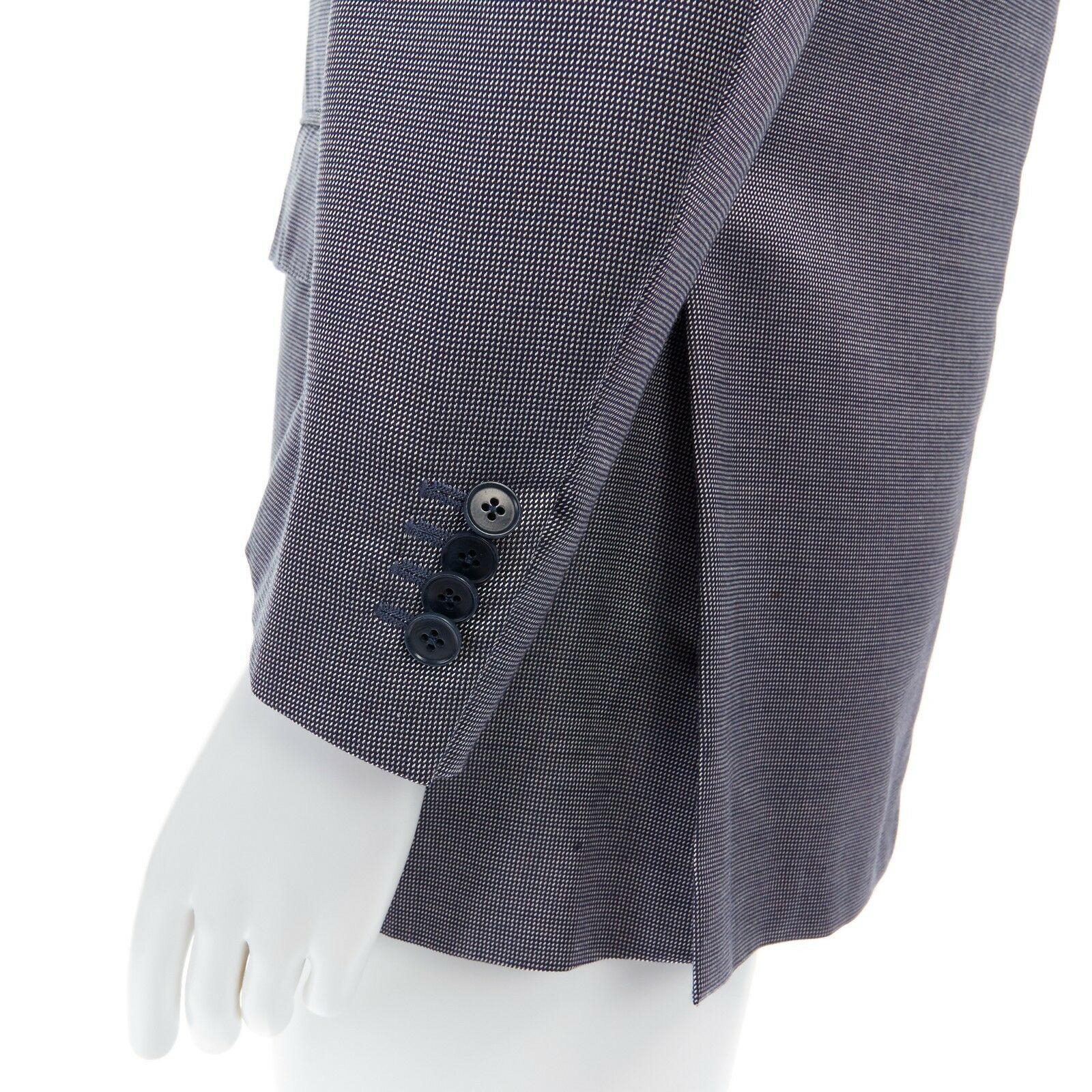 Men's ERMENEGILDO ZEGNA blue grey silk wool dual button classic blazer jacket 50R L
