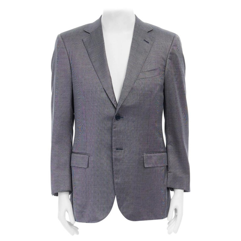 ERMENEGILDO ZEGNA Cool Effect grey blue pinstripe wool classic blazer  jacket 50R For Sale at 1stDibs