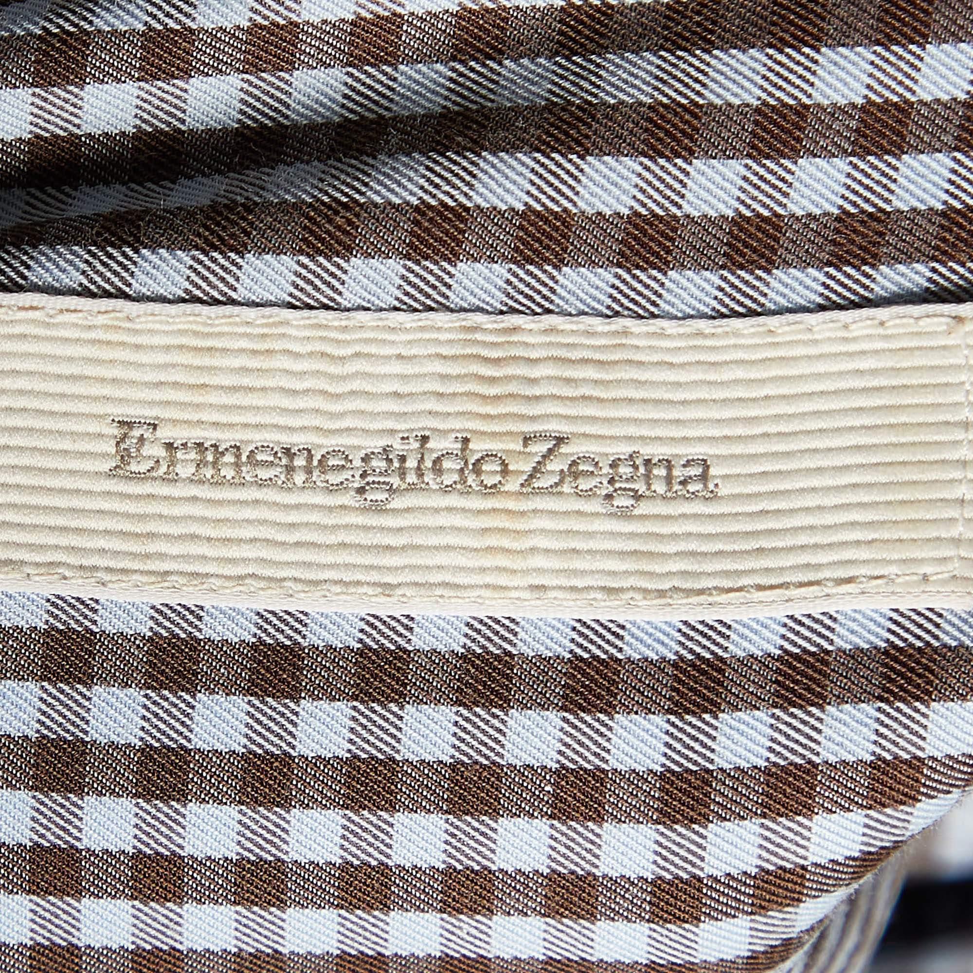 Ermenegildo Zegna Blue Micro Checked Cotton Button Down Shirt M In Good Condition For Sale In Dubai, Al Qouz 2