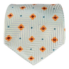 ERMENEGILDO ZEGNA Blue Orange Abstract Floral Silk Tie
