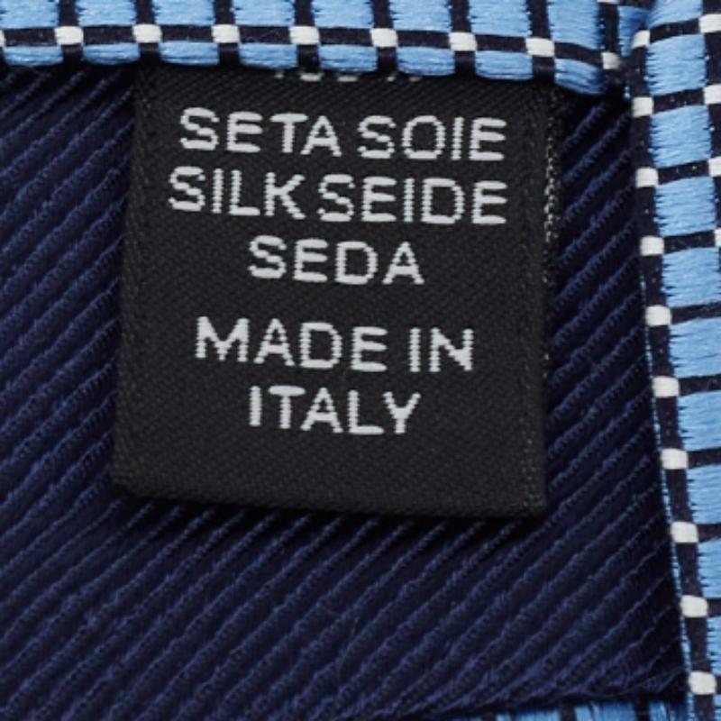 Ermenegildo Zegna Blau gemusterte Seidenkrawatte Herren im Angebot