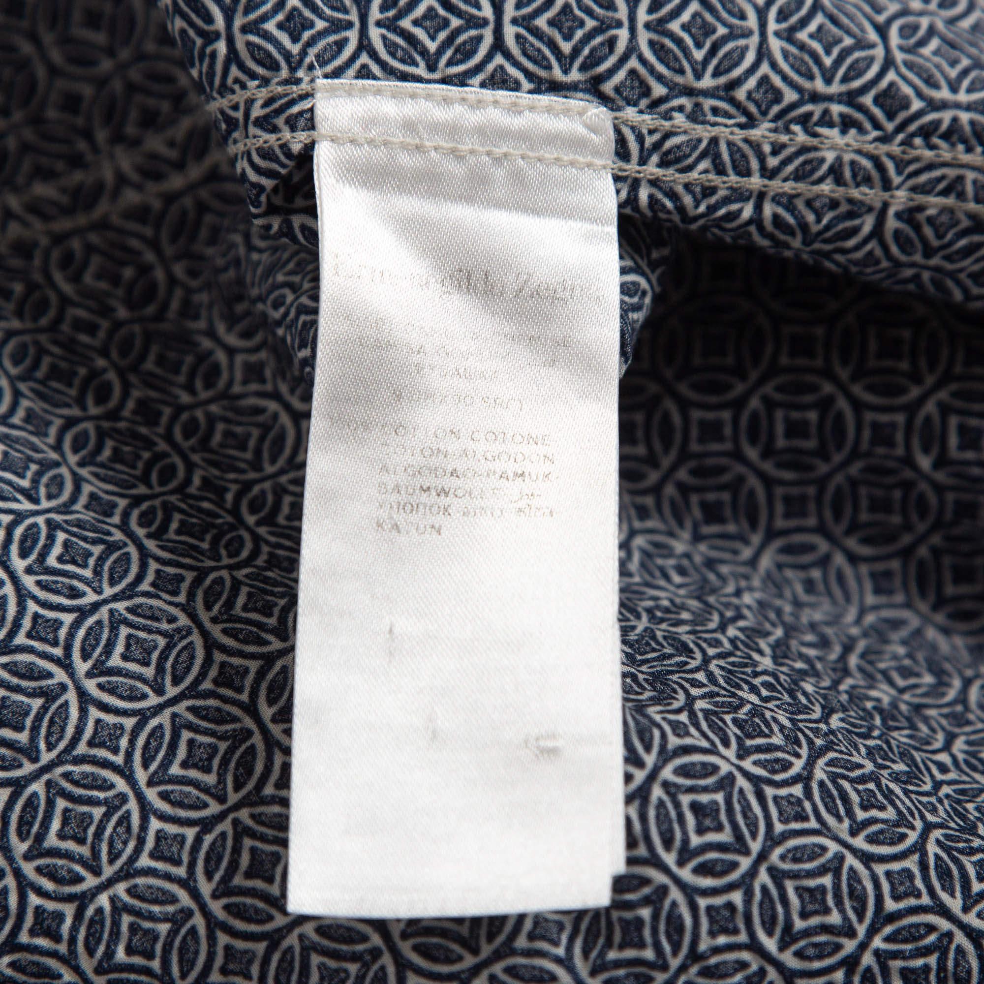 Ermenegildo Zegna Camicia in cotone stampato e testurizzato blu M. I. in vendita 1