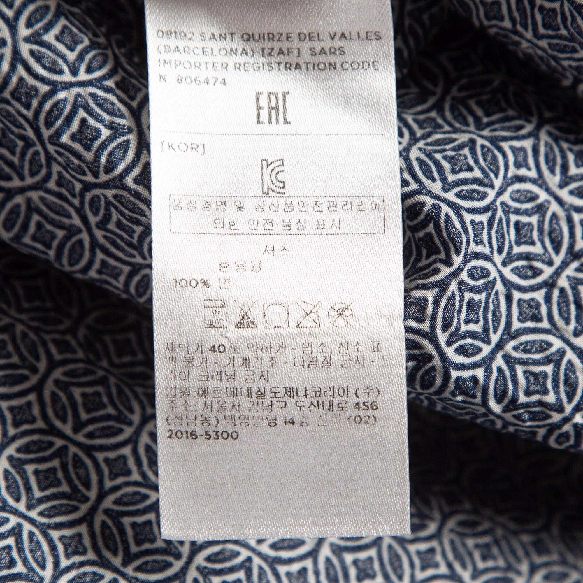 Ermenegildo Zegna Camicia in cotone stampato e testurizzato blu M. I. in vendita 2
