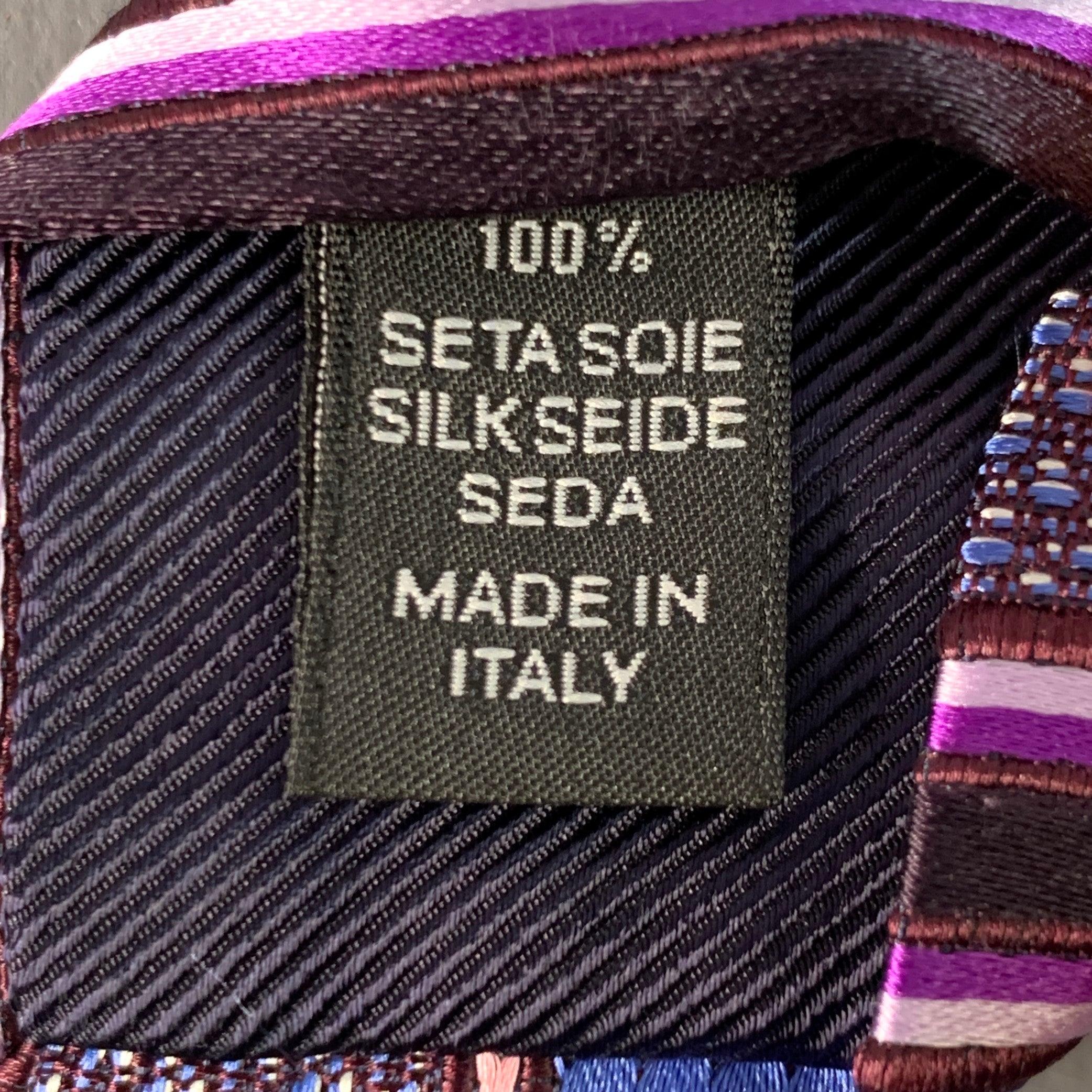 Cravatta in seta a righe diagonali blu-viola di Ermenegildo Zegna In condizioni ottime in vendita a San Francisco, CA