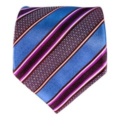 Cravatta in seta a righe diagonali blu-viola di Ermenegildo Zegna