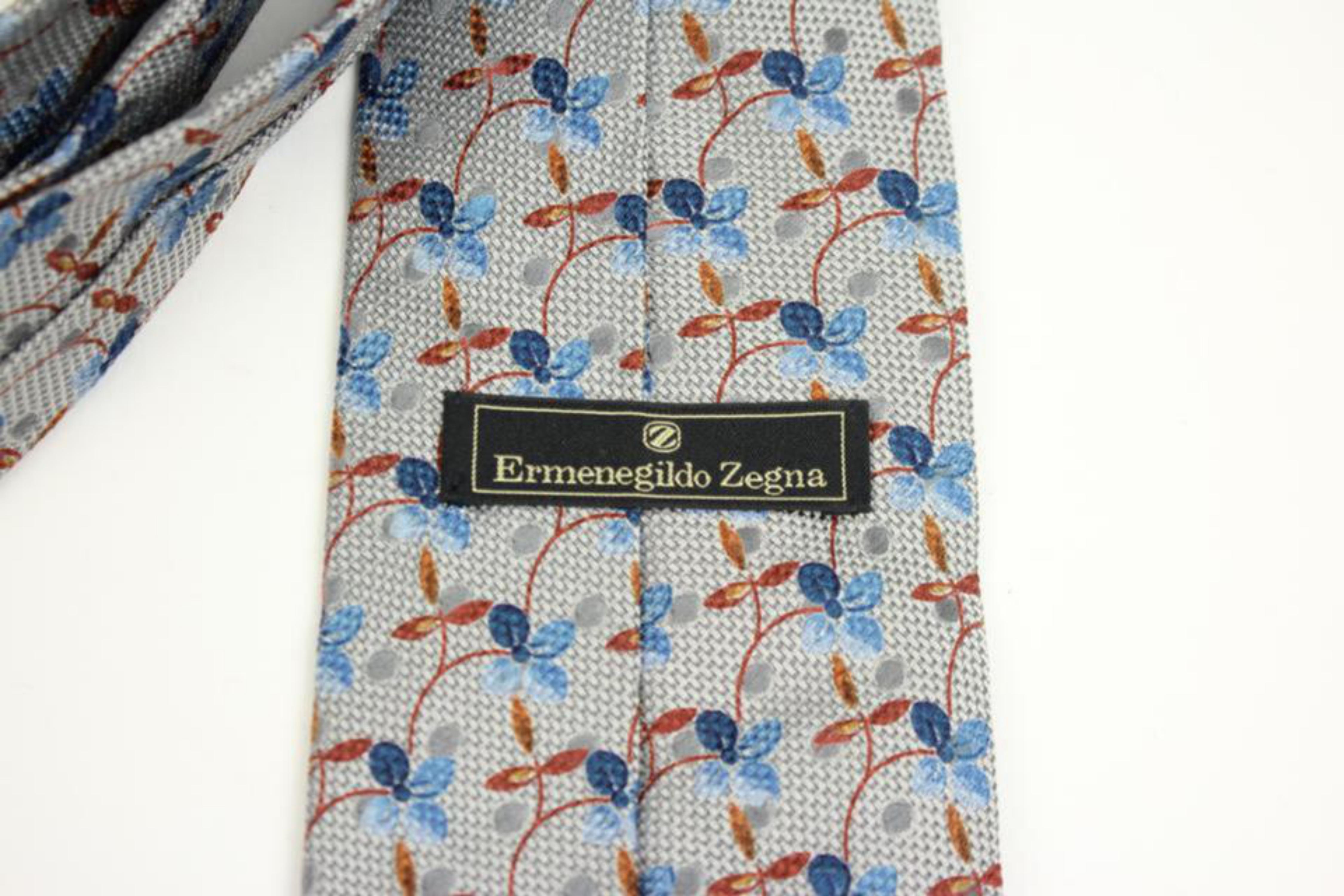 Ermenegildo Zegna Blue Red Floral Flower Tie Eztty27 For Sale 6