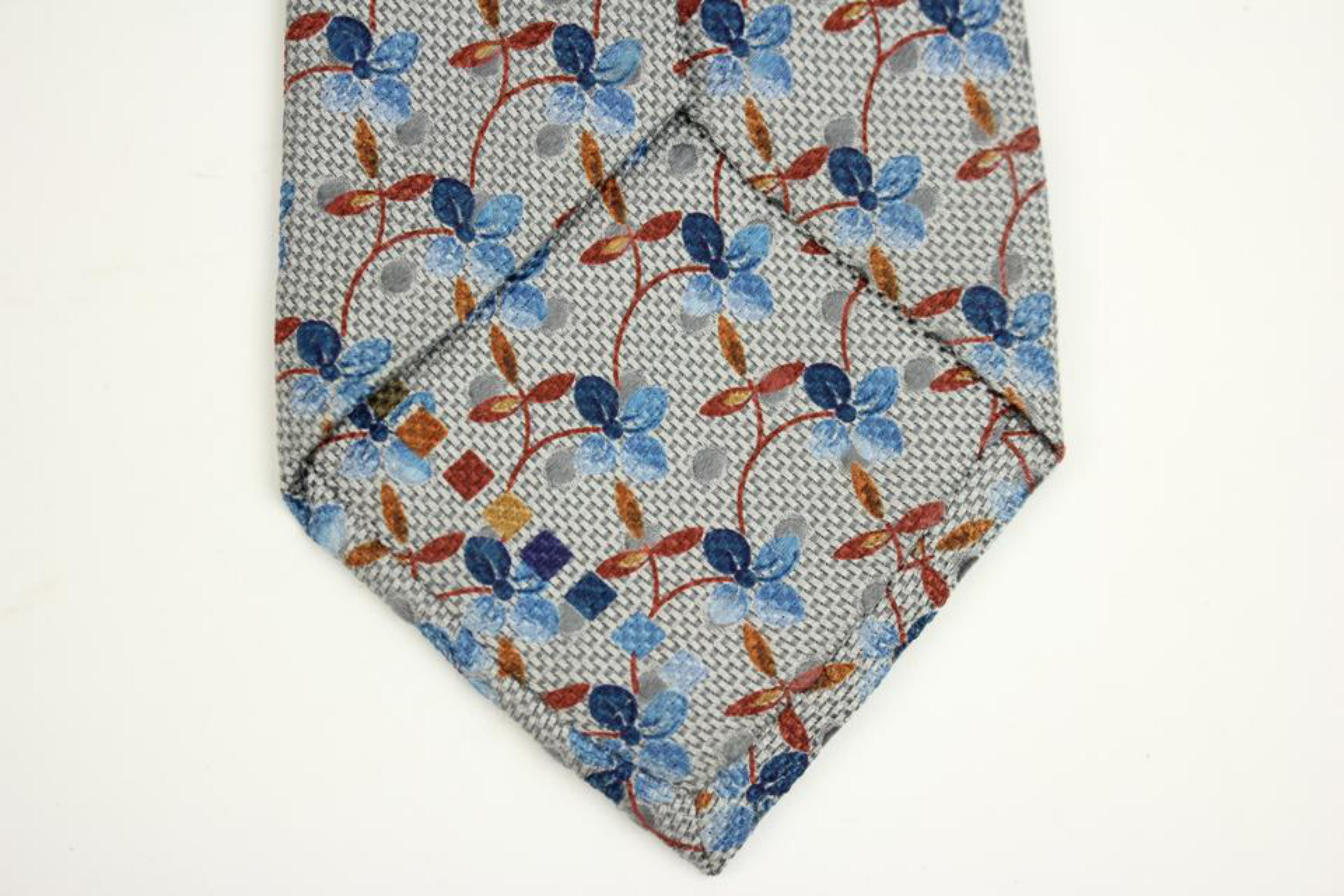 Men's Ermenegildo Zegna Blue Red Floral Flower Tie Eztty27 For Sale