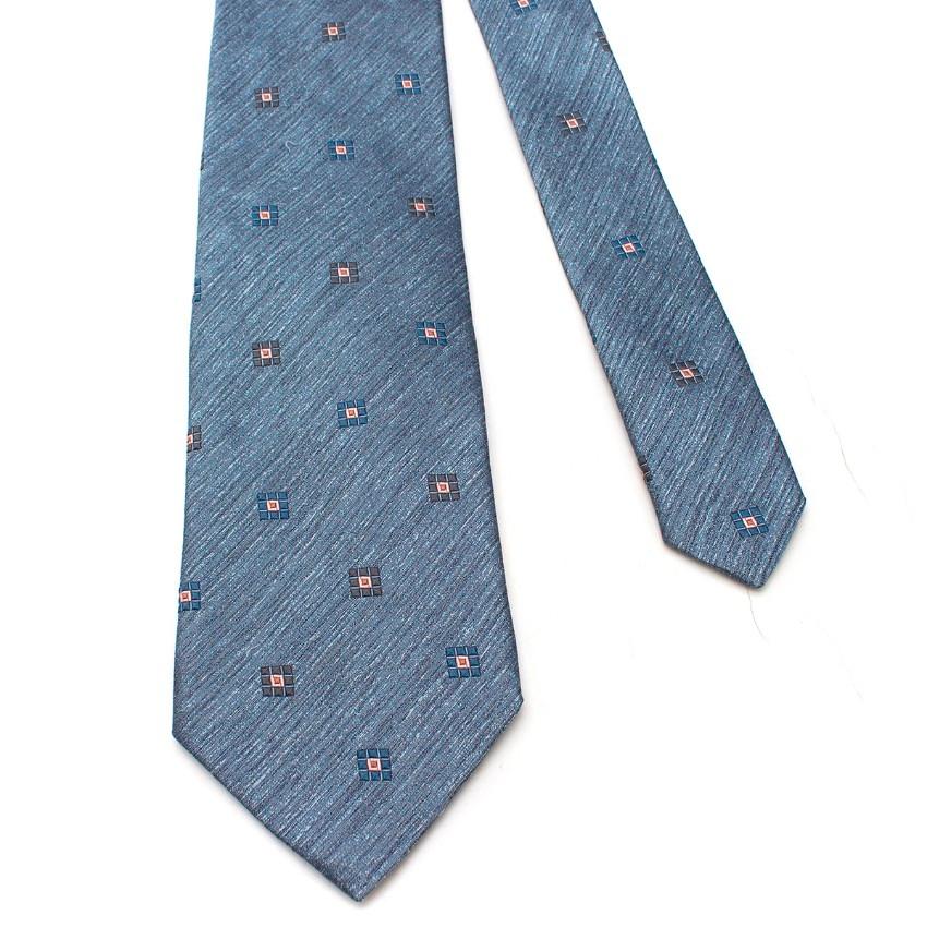 Gray Ermenegildo Zegna Blue Silk Noil Tie