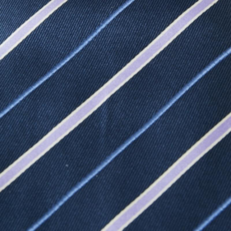 Nero Cravatta in seta a righe blu di Ermenegildo Zegna in vendita