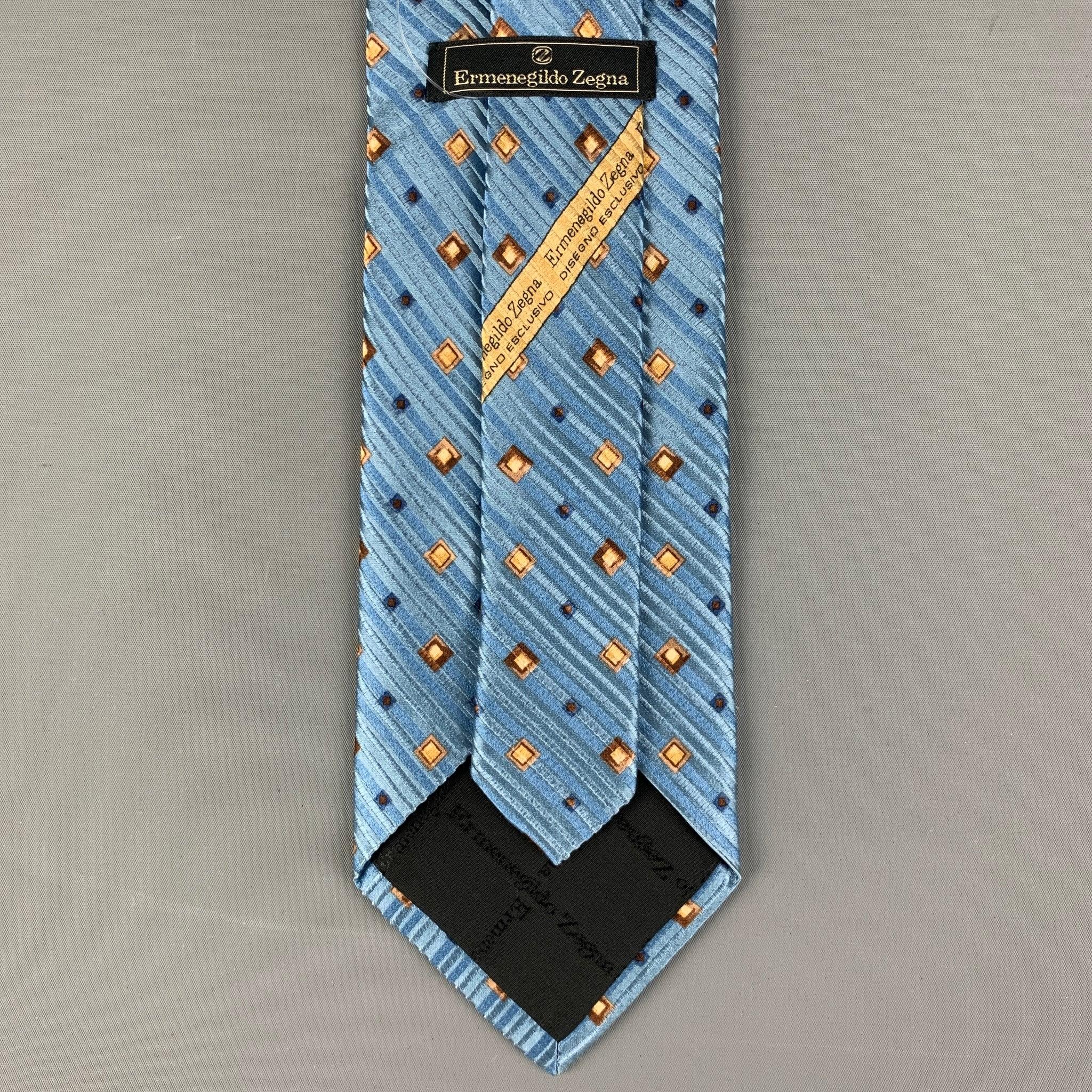 Men's ERMENEGILDO ZEGNA Blue & Yellow Rhombus Silk Tie For Sale