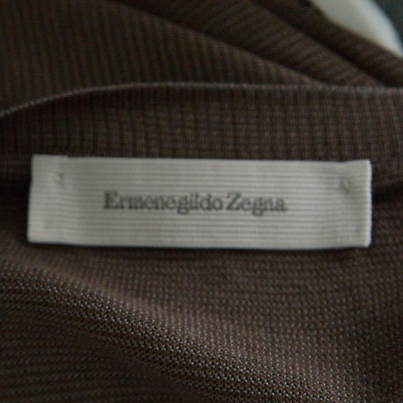 Ermenegildo Zegna Brown and Grey Contrast Crew Neck Sweater XXL 1