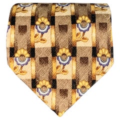 Cravatta in seta Ermenegildo Zegna Marrone Beige Astratto Floreale