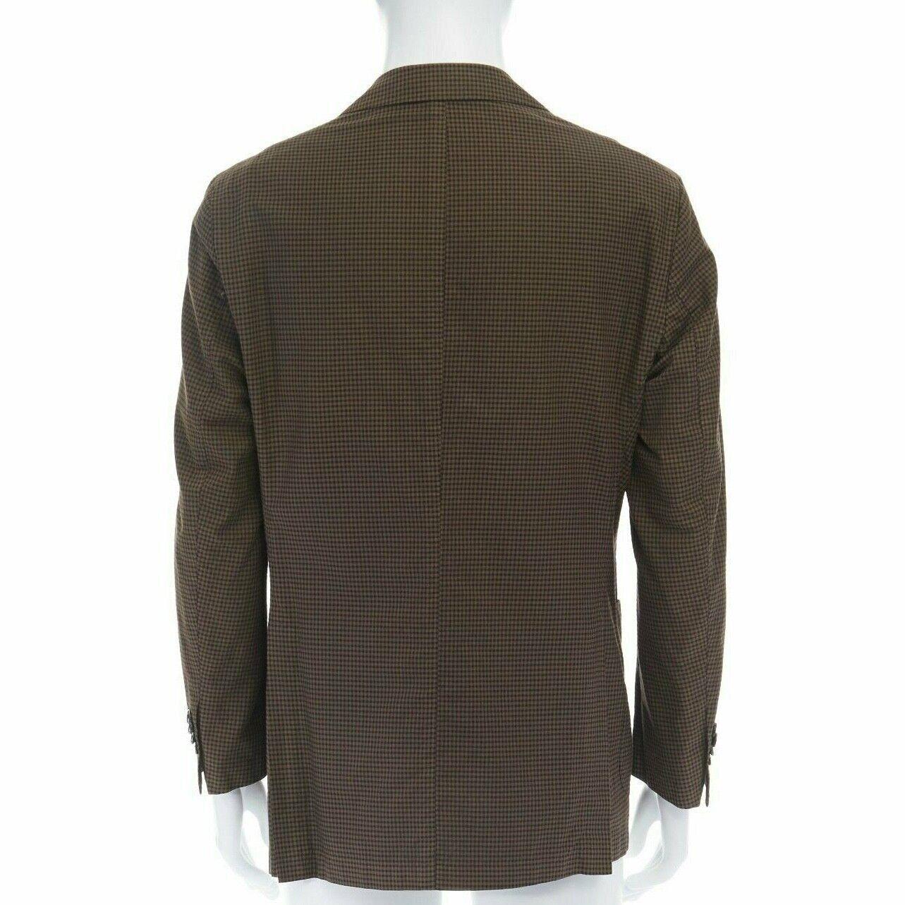 ERMENEGILDO ZEGNA brown black checked cotton wool blend blazer jacket EU50 L 1