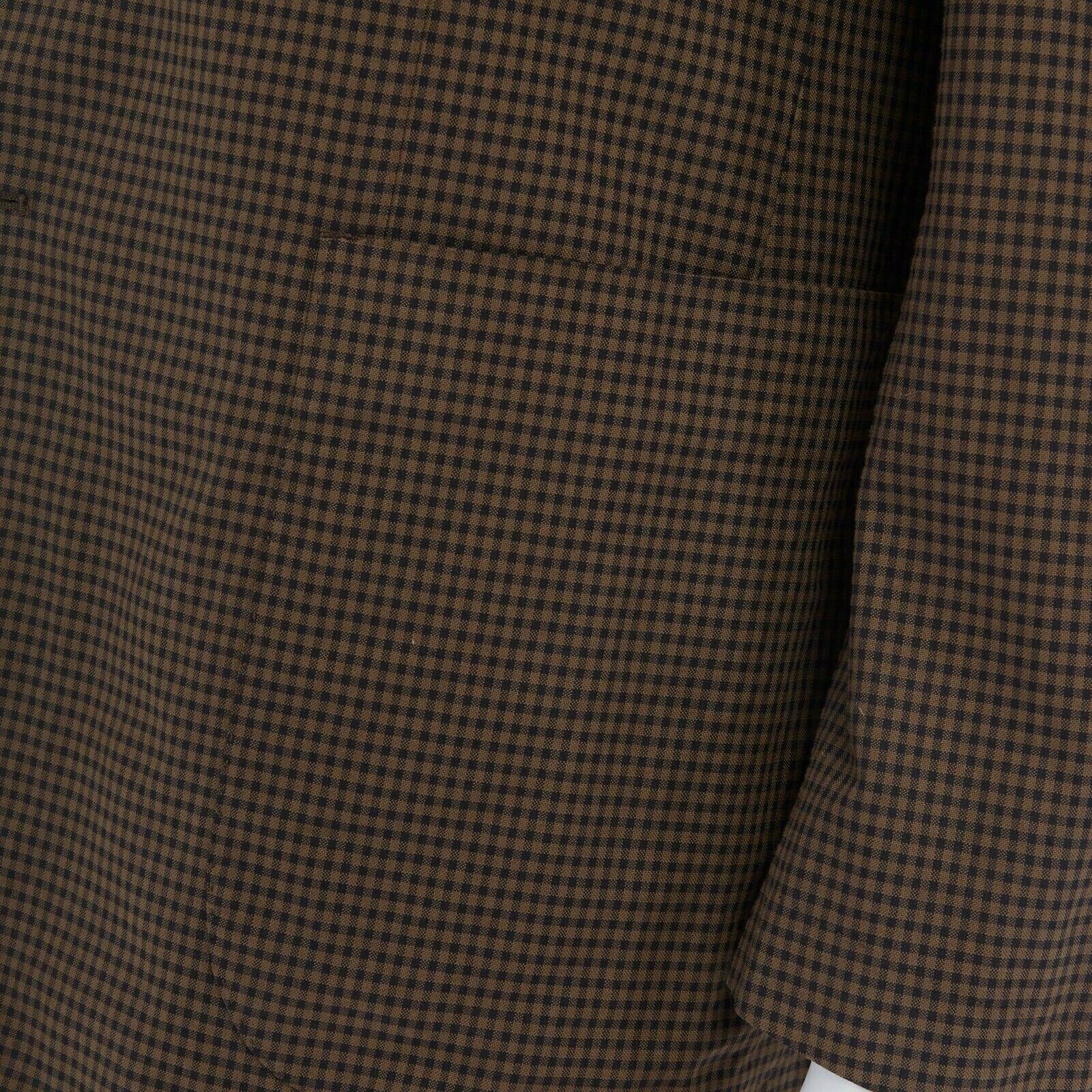 ERMENEGILDO ZEGNA brown black checked cotton wool blend blazer jacket EU50 L 3