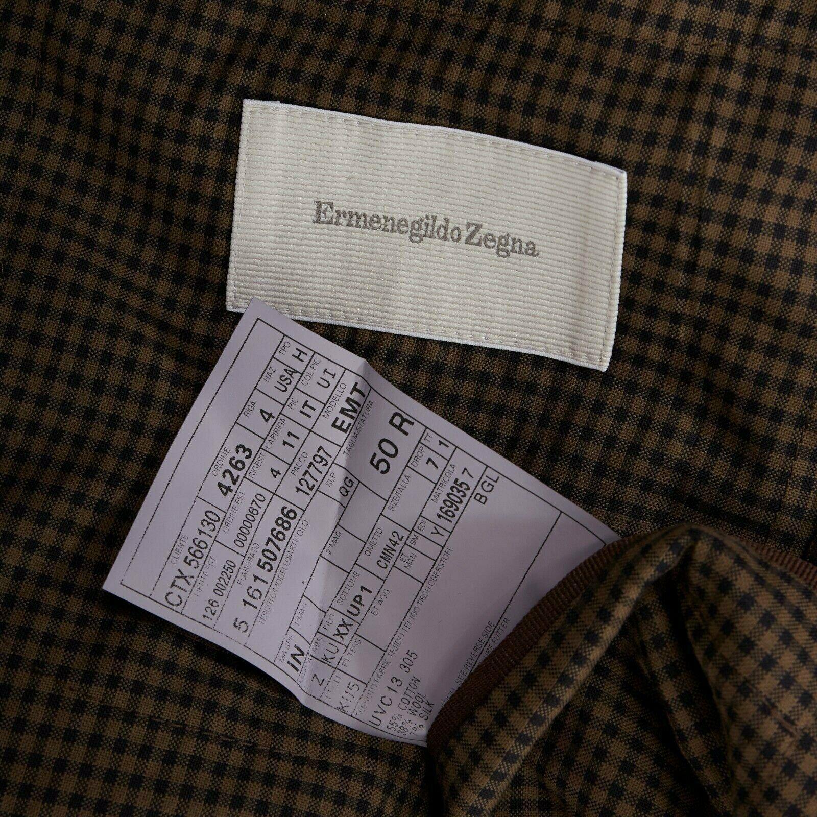 ERMENEGILDO ZEGNA brown black checked cotton wool blend blazer jacket EU50 L 5