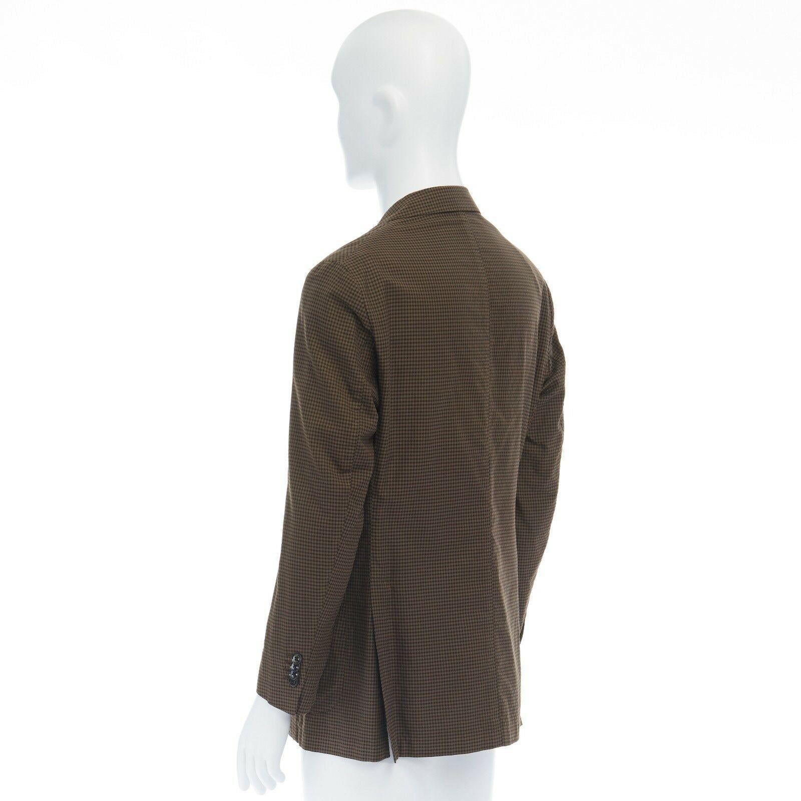 ERMENEGILDO ZEGNA brown black checked cotton wool blend blazer jacket EU50 US40 In Excellent Condition In Hong Kong, NT