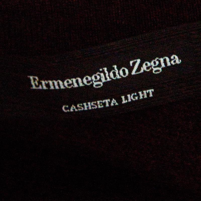 Ermenegildo Zegna Brown Cashseta Light Ribbed Trim V-Neck Sweater L In Excellent Condition In Dubai, Al Qouz 2