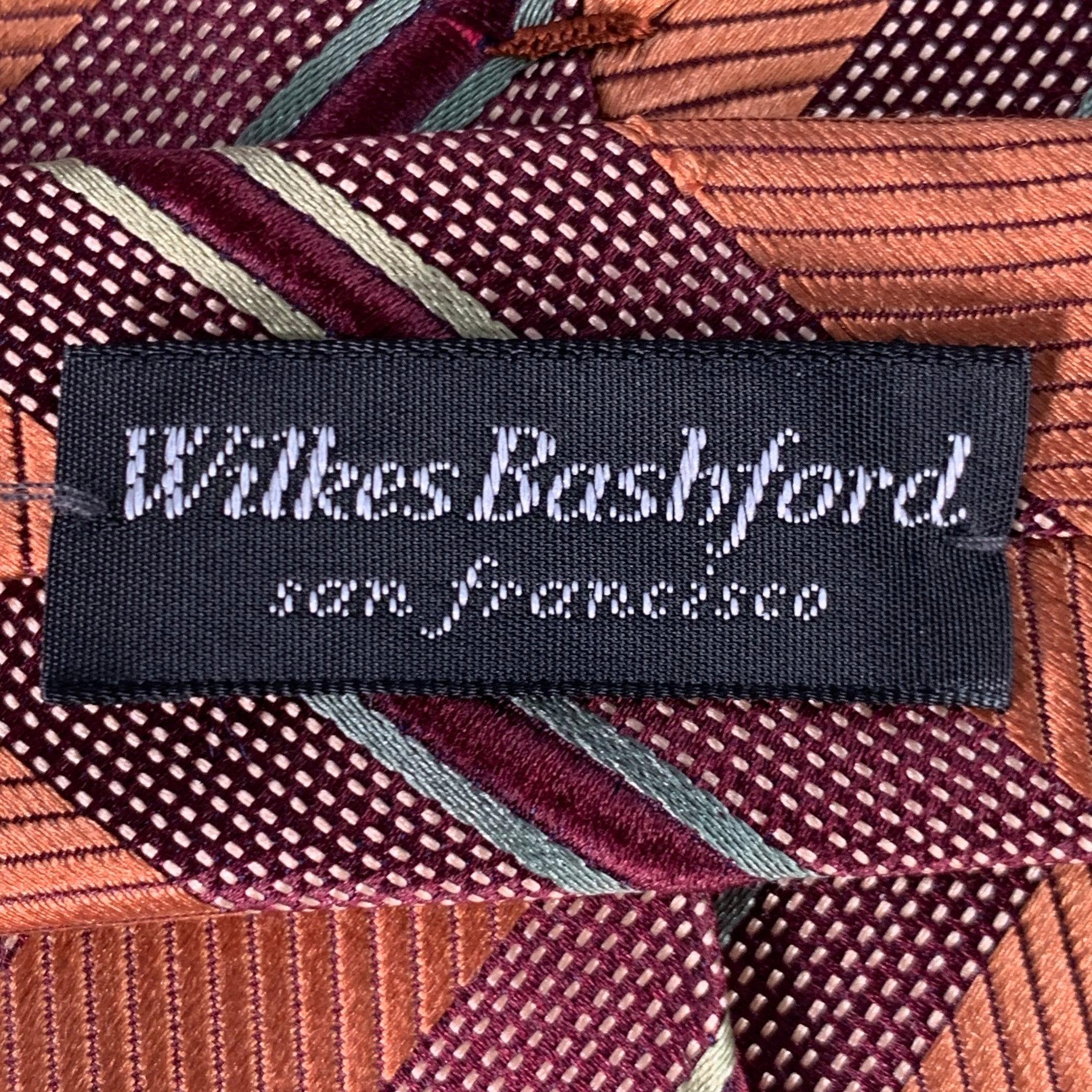 Ermenegildo Zegna Cravate en soie et coton à rayures diagonales marron et cuivre Bon état - En vente à San Francisco, CA
