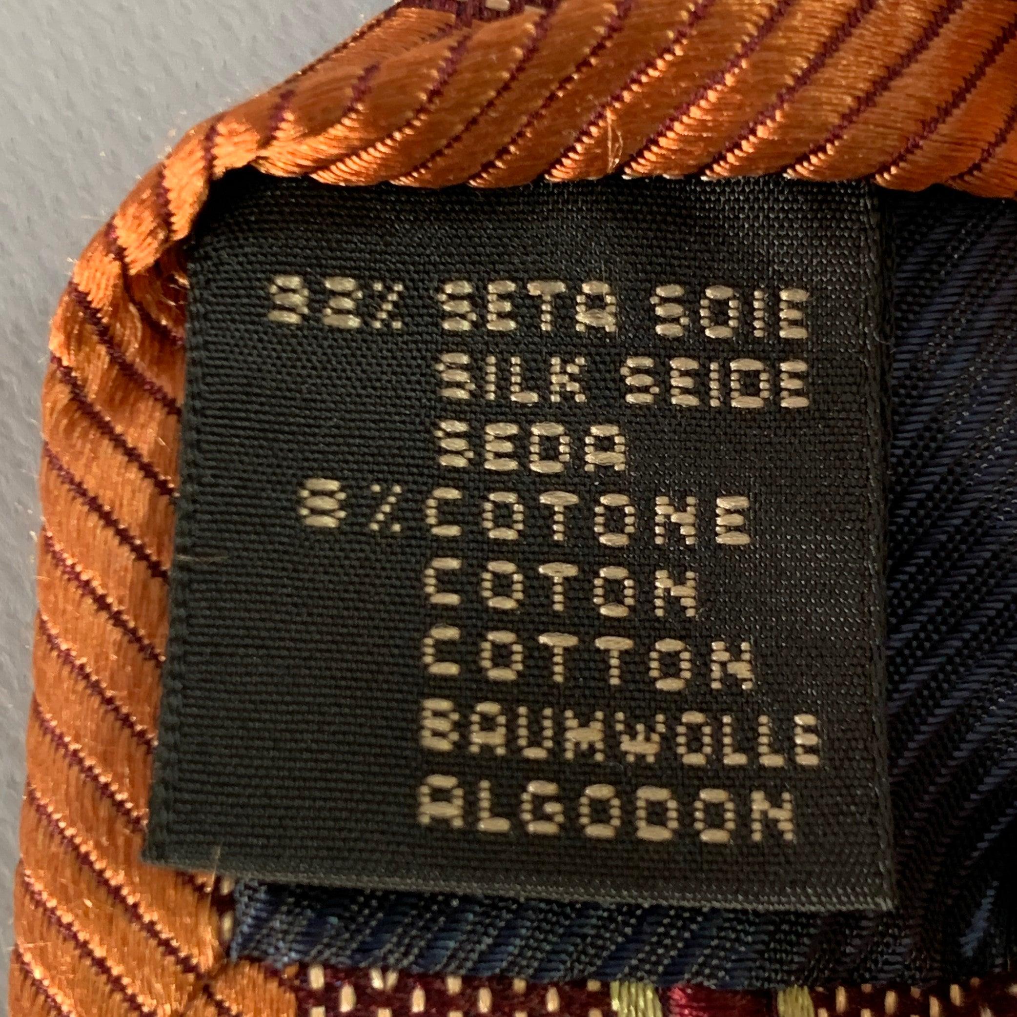 Ermenegildo Zegna Cravate en soie et coton à rayures diagonales marron et cuivre Pour hommes en vente
